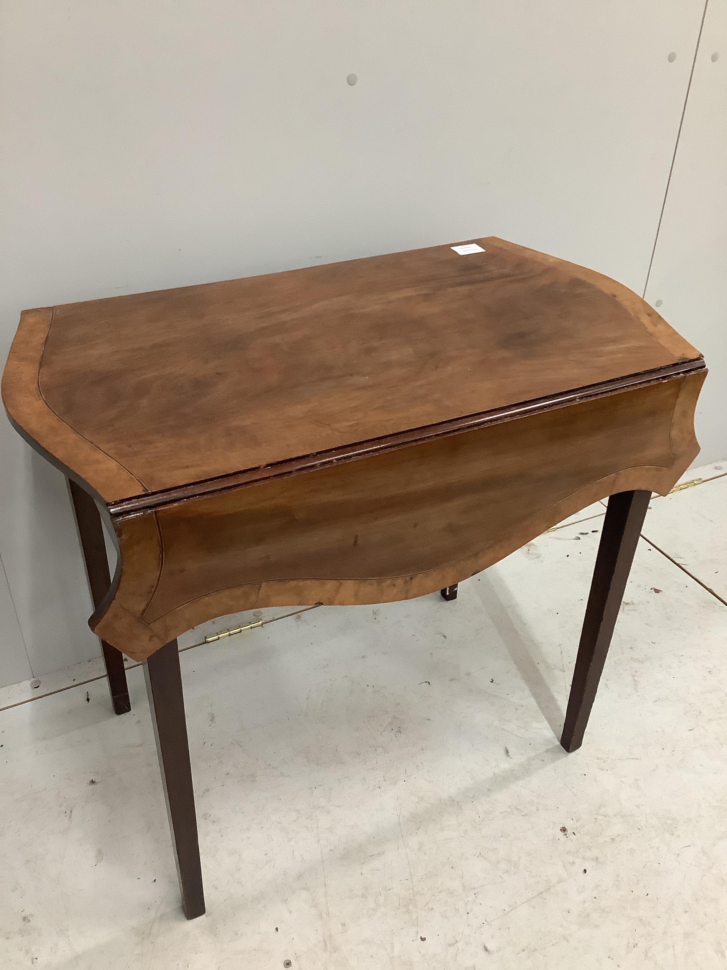A George III and later banded mahogany serpentine Pembroke table, width 78cm, depth 45cm, height 69cm